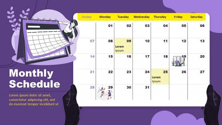 Creative Monthly Calendar in PowerPoint