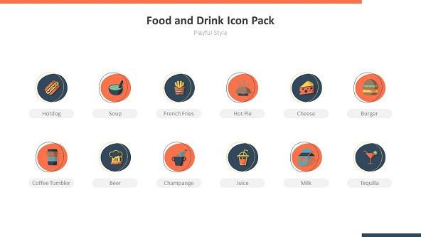 Food and Drink Playful Icons | Free PowerPoint Template