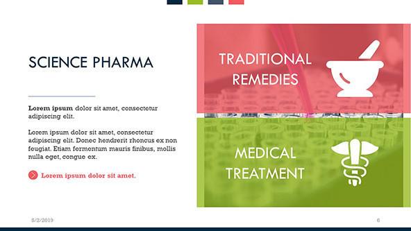 science pharma traditional remedies and medical treatment overview text slide