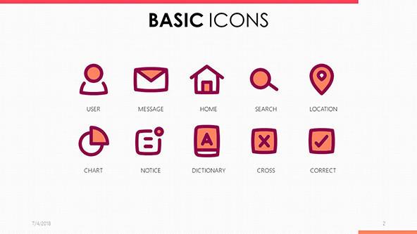 basic icons in pink and purple