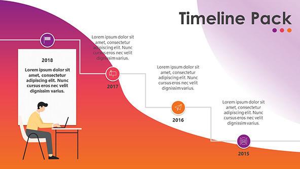 Timeline chart presentation in stair diagram with creative illustration